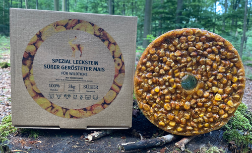 Wildlutscher Leckstein Gerösteter Mais 3 kg – für alle Wildarten