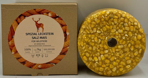 Leckstein "Salz Mais" für alle Wildarten (3 kg) im Karton